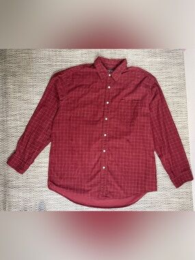 Old School Clothing Company Mens L Red Plaid Button Front Shirt Cotton Vintage